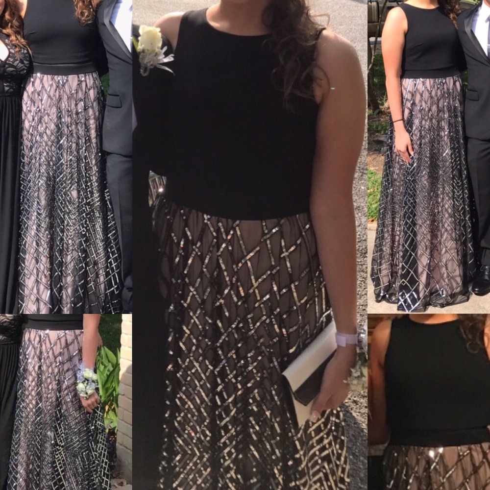 Black and Sequins Prom Dress